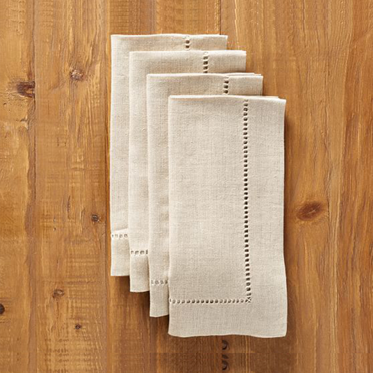 Stone Hemstitched Linen Napkin - Set of 4